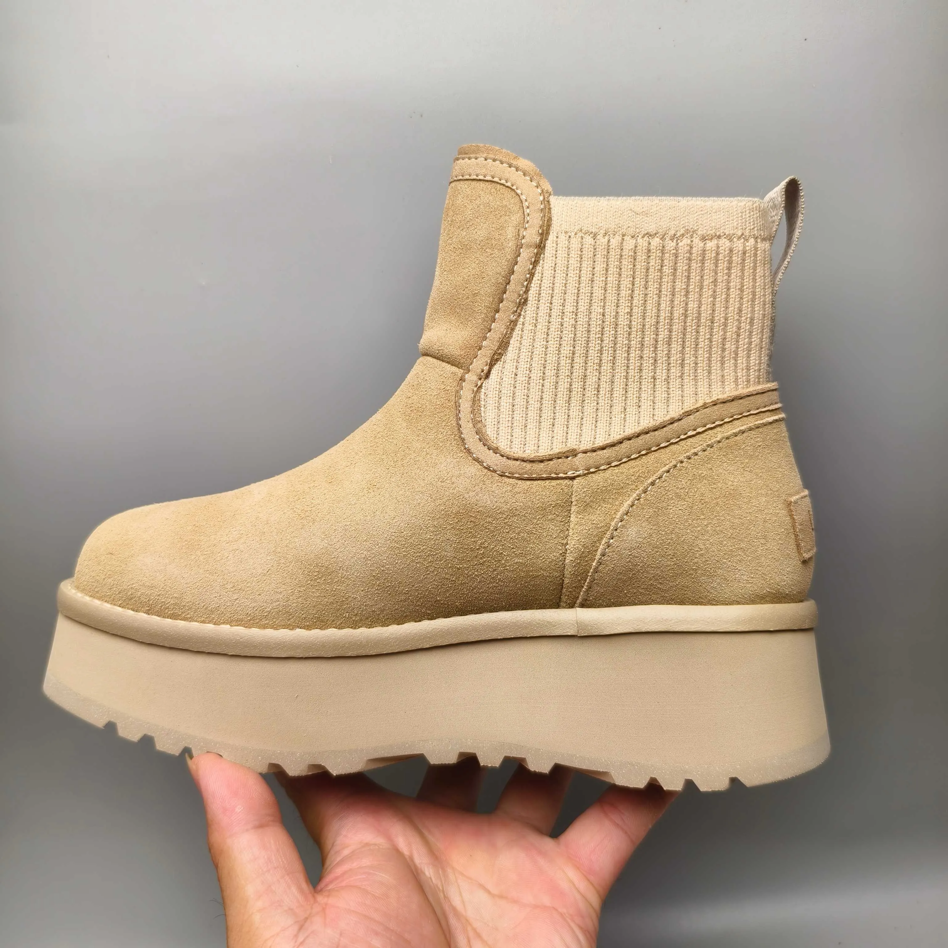 💰600 UGG sheepskin all-in-one snow boots 3258 5 cm thick-soled casual fashion shoes Color: Maroon Sand Size: 35-40